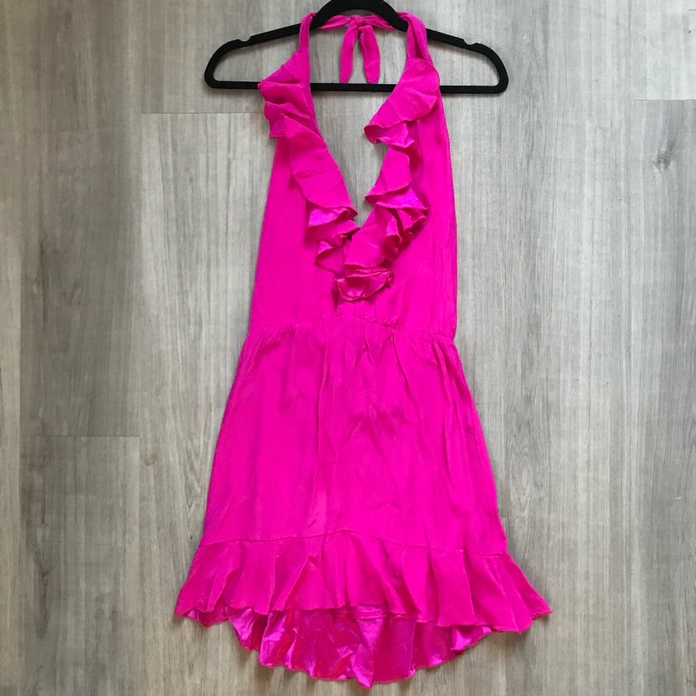 Amanda Uprichard Bright-Pink Silk Mini Dress